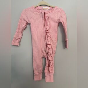 Adorable Pink Ruffle Footie NB